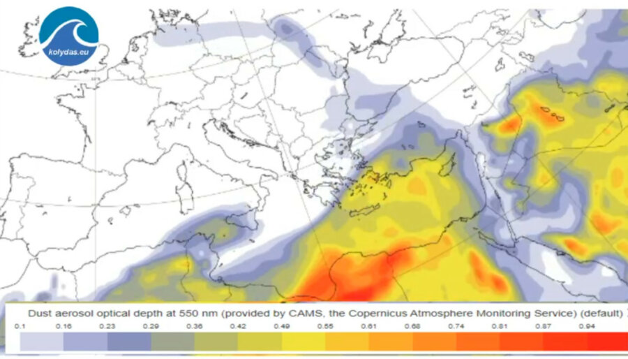 Έως το βράδυ της Τετάρτης το κύμα αφρικανικής σκόνης - Χάρτες για τις επόμενες τέσσερις ημέρες