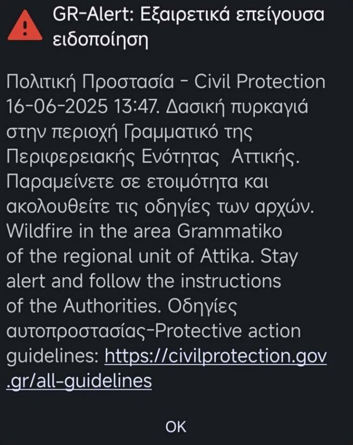 Άνω Σούλι Μαραθώνα: Μεγάλη φωτιά σε εξέλιξη - Μήνυμα του 112