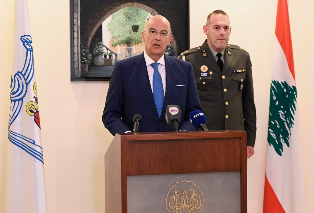 ΕΠΙΣΚΕΨΗ ΤΟΥ ΥΠΟΥΡΓΟΥ ΑΜΥΝΑ ΝΙΚΟΥ ΔΕΝΔΙΑ ΣΤΟΝ ΛΙΒΑΝΟ (ΕΥΑΓΓΕΛΟΣ ΚΑΡΑΪΣΚΟΣ/ΔΙΕΥΘΥΝΣΗ ΕΝΗΜΕΡΩΣΗΣ /ΥΠΟΥΡΓΕΙΟ ΕΘΝΙΚΗΣ ΑΜΥΝΑΣ/EUROKINISSI)