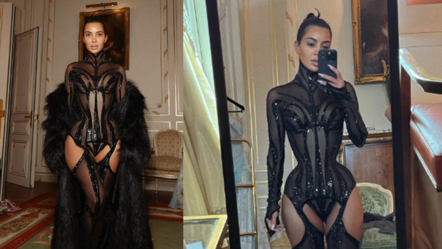Kim Kardashian: Με εντυπωσιακό διάφανο κορμάκι από την πασαρέλα του Mugler το 1998