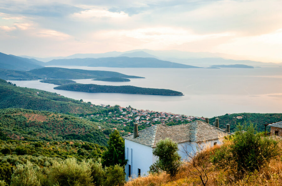 Amazing,View,Of,Pagasetic,Gulf,And,The,Village,Of,Milina,