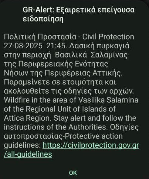Φωτιά στη Σαλαμίνα - Ήχησε το 112 - Αναφορές ότι προκλήθηκε από βεγγαλικά