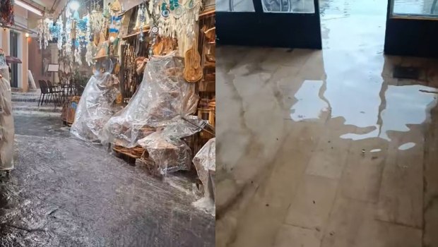 Άνοιξαν οι ουρανοί στην Κέρκυρα - Ποτάμια οι δρόμοι, διακοπές ρεύματος και πτώσεις δέντρων από την ισχυρή καταιγίδα