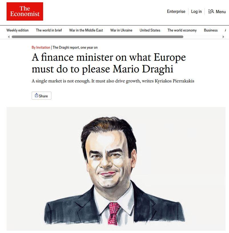 Πιερρακάκης στον Economist: Η Ευρώπη να ακούσει τον Ντράγκι - Οικονομικός Ταχυδρόμος