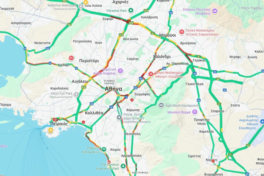 Κυκλοφοριακό χάος στην Αττική - Δείτε live την κίνηση στους δρόμους