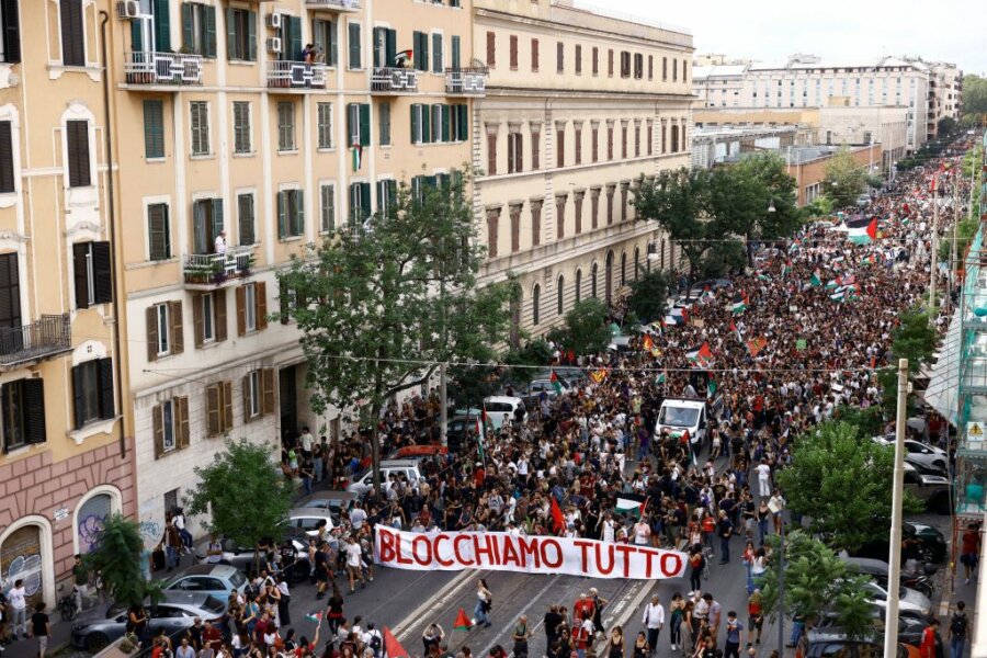 Παρέλυσε η Ιταλία για τη Γάζα – Μπλόκα σε δρόμους, λιμάνια και σχολεία