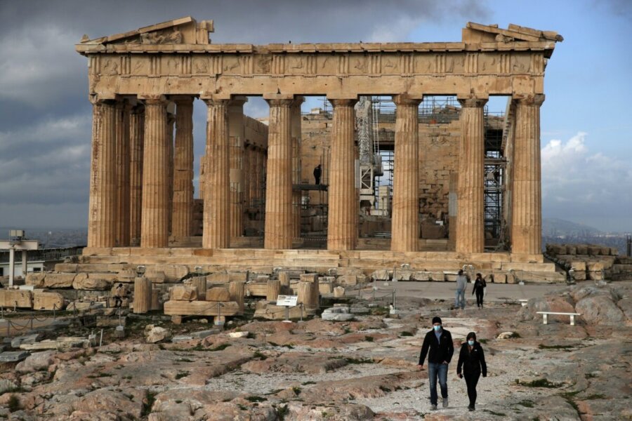 Virus Outbreak Greece Acropolis
