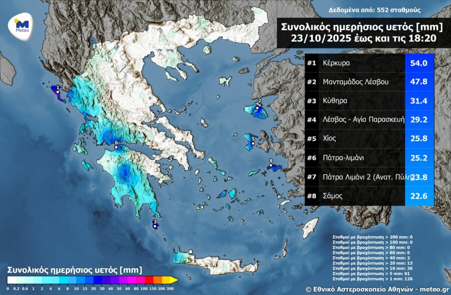 Πάνω από 18.000 κεραυνοί μέσα στη μέρα - Πού έπεσε η περισσότερη βροχή