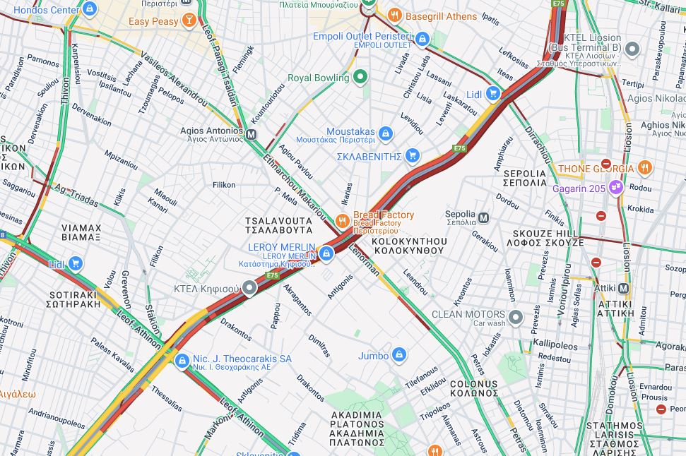 Κίνηση στους δρόμους: Στο «κόκκινο» Αττική Οδός, Κηφισίας, Κατεχάκη