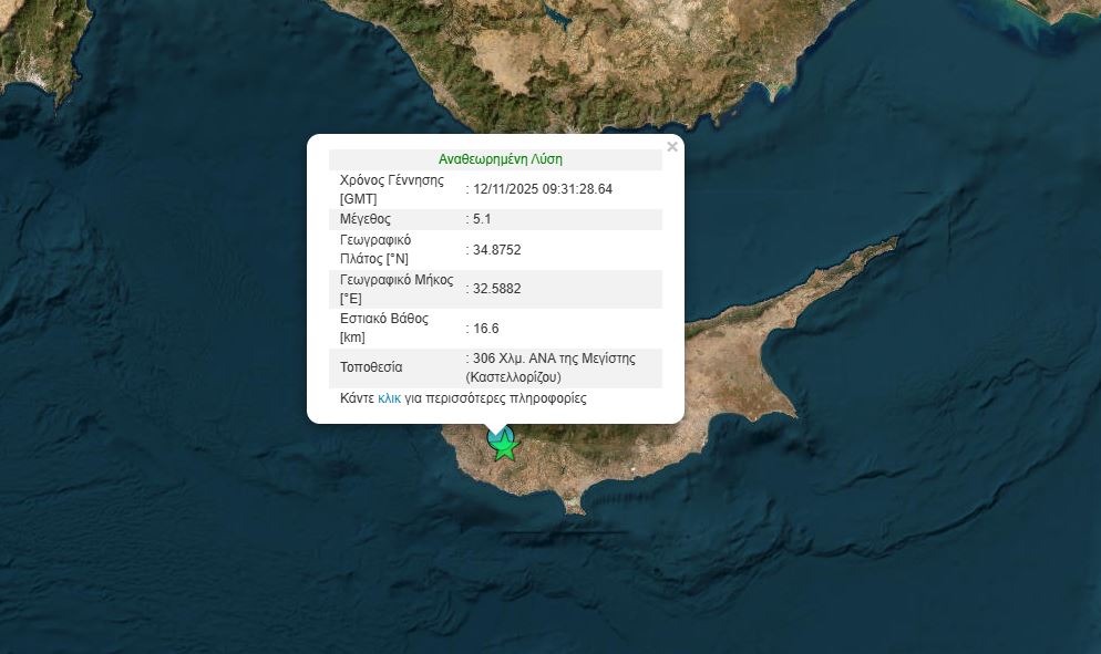 Κύπρος: Ισχυρός σεισμός 5,2 Ρίχτερ - Κόσμος βγήκε στους δρόμους