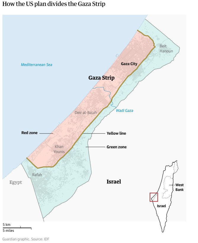 Γάζα: Αυτό είναι το αμερικάνικο σχέδιο διχοτόμησής της σε «πράσινη» και «κόκκινη ζώνη» [Χάρτης]