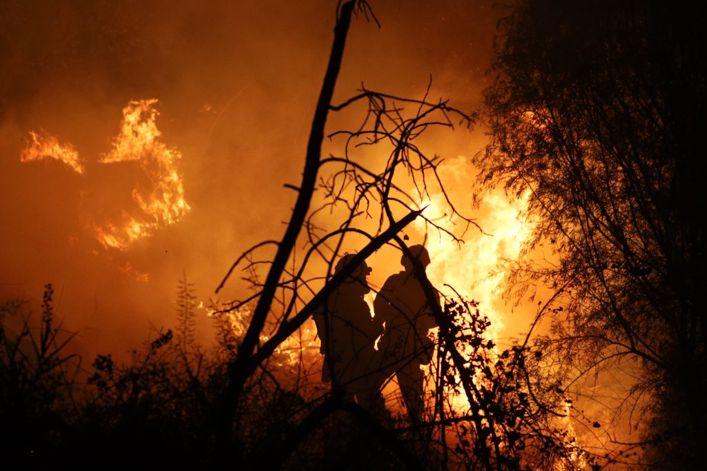 Πυρκαγιά με πυροσβέστες
