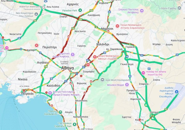 Κίνηση στους δρόμους: Στο «κόκκινο» Κηφισός και Αττική Οδός - Πού αλλού υπάρχουν καθυστερήσεις