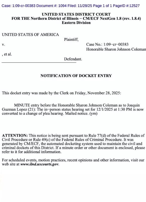 ΗΠΑ: Ο γιος του «Ελ Τσάπο» άλλαξε την δήλωσή του από «αθώος» σε «ένοχος» σύμφωνα με έγγραφα