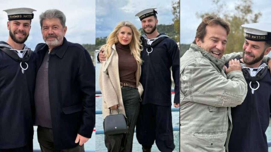 Ελένη Μενεγάκη - Γιάννης Λάτσιος: Στην ορκωμοσία του γιου τους, Άγγελου στο ναυτικό - Μαζί τους ο Μάκης Παντζόπουλος