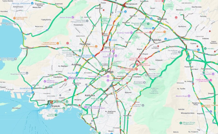 Αυξημένη κίνηση και μποτιλιαρίσματα στους δρόμους της Αττικής