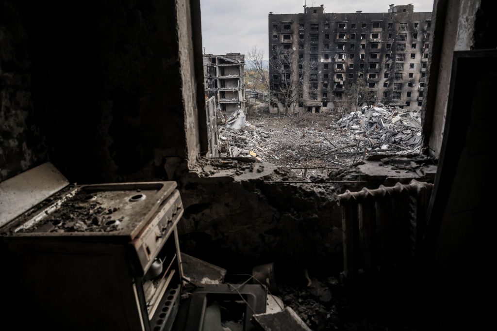 Κατεστραμμένο κτήριο στην Ουκρανία