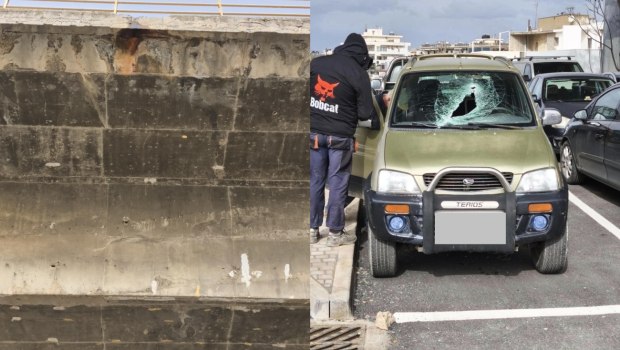 Ηράκλειο: Αποκολλήθηκε κομμάτι από γέφυρα και έπεσε σε ΙΧ