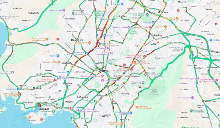 Στο «κόκκινο» οι δρόμοι της Αττικής – Σημαντικές καθυστερήσεις