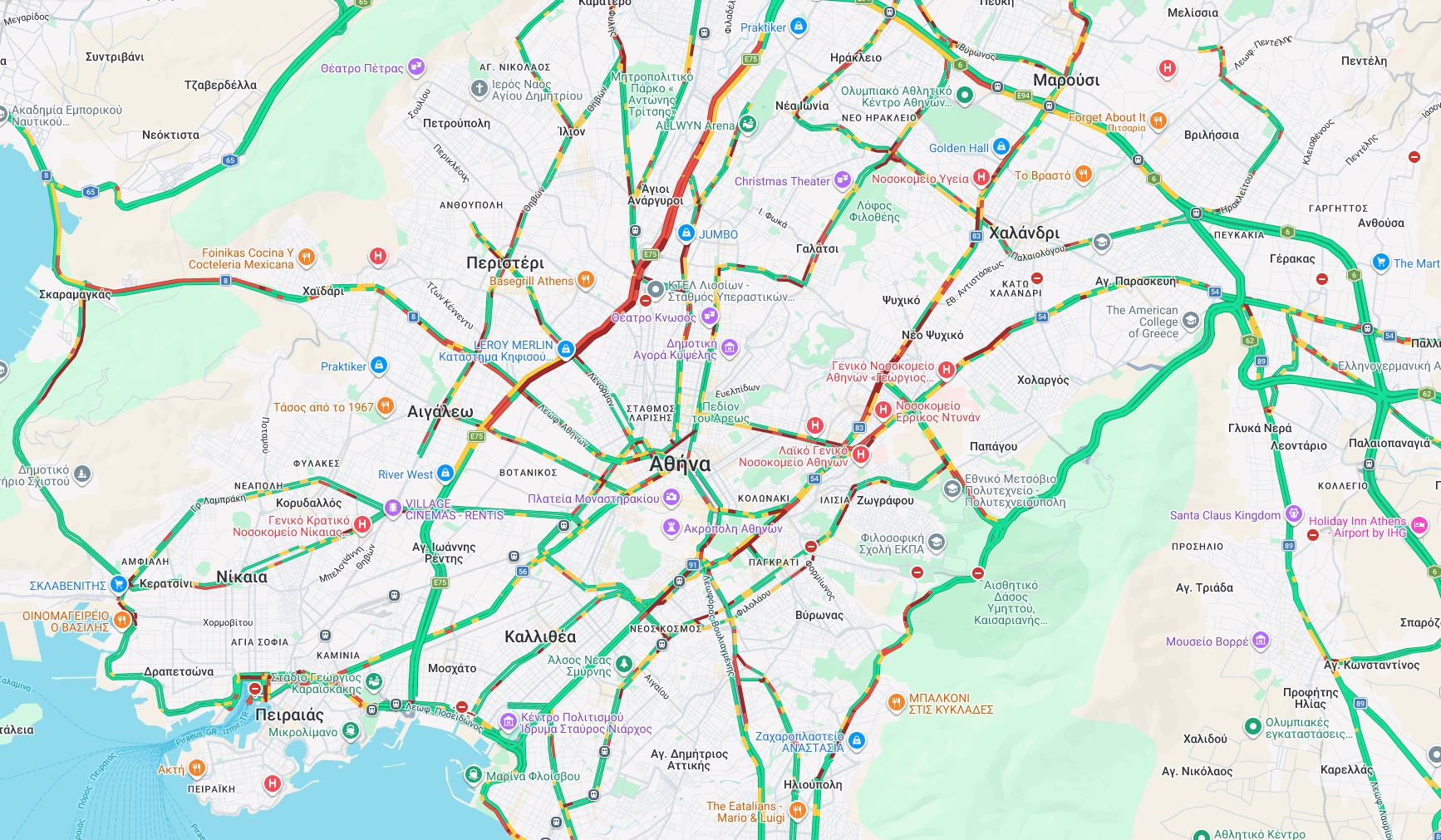 Στο «κόκκινο» οι δρόμοι της Αττικής – Σημαντικές καθυστερήσεις