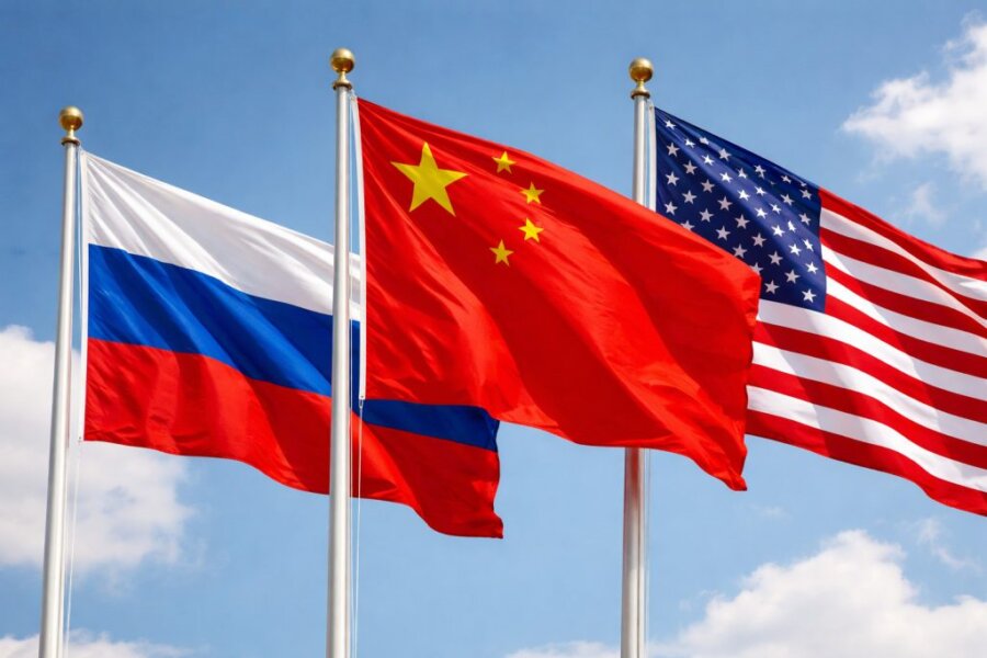 Σημαίες Ρωσίας Κίνας ΗΠΑ
