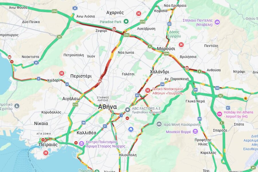 Μποτιλιάρισμα σε Κηφισό και Αττική Οδό - Στο «κόκκινο» η κίνηση στους δρόμους