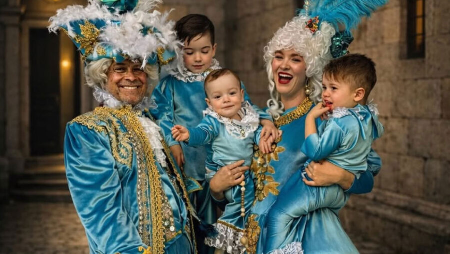 Στη Λευκάδα για το Καρναβάλι ο Χάρης Χριστόπουλος με την Anita Brand και τα παιδιά τους