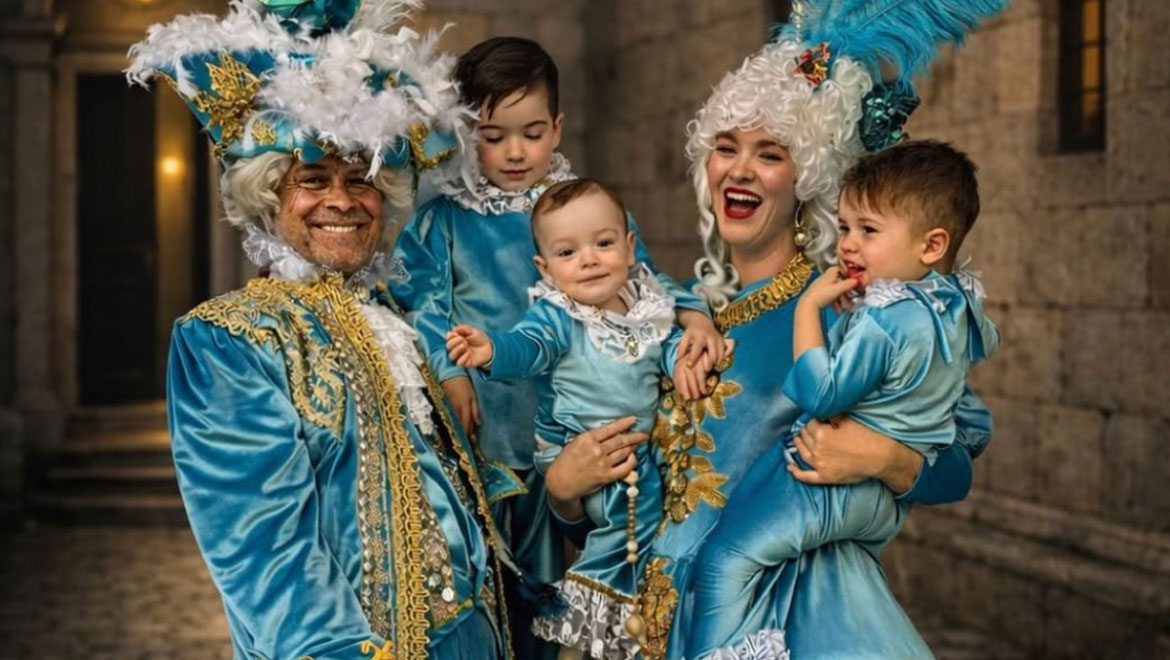 Στη Λευκάδα για το Καρναβάλι ο Χάρης Χριστόπουλος με την Anita Brand και τα παιδιά τους