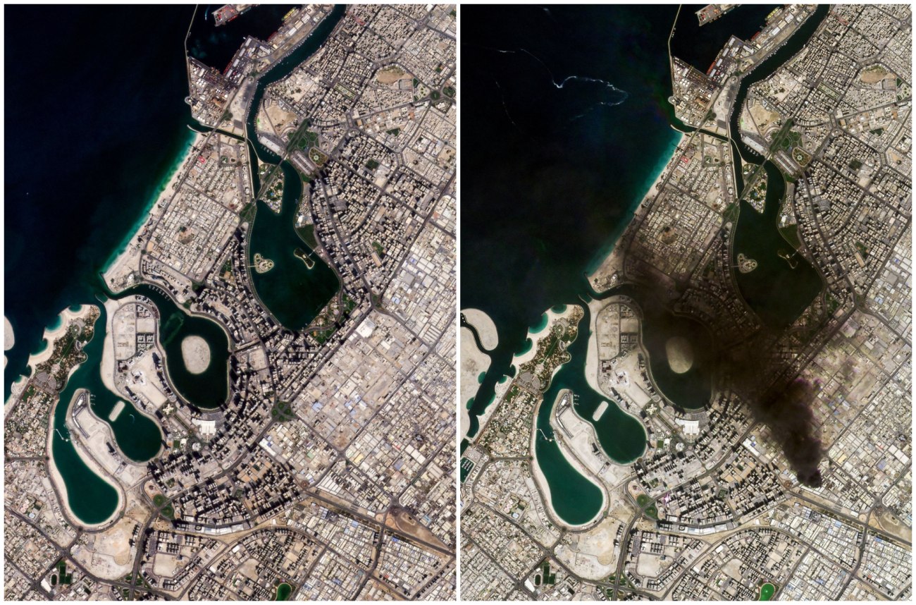 Ντουμπάι: Οι συγκλονιστικές δορυφορικές εικόνες πριν και μετά την επίθεση της 1ης Μαρτίου
