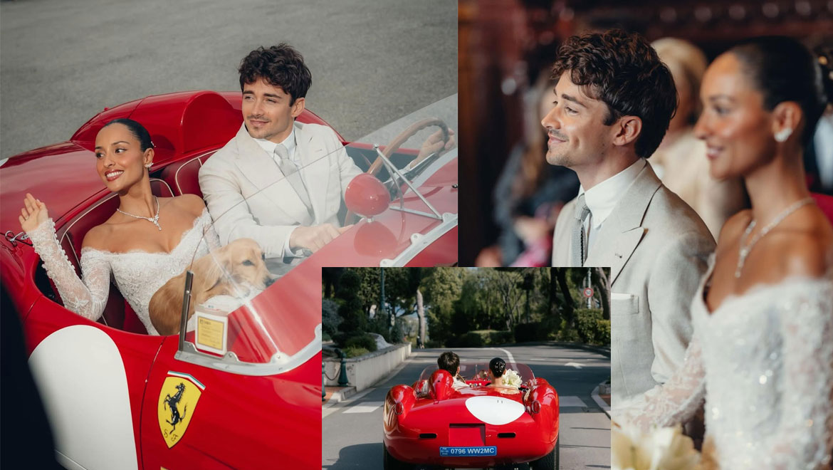 Μονακό: Ο γάμος του σταρ της F1 Charles Leclerc που θύμισε παλιό σινεμά - Η vintage Ferrari και η εντυπωσιακή νύφη