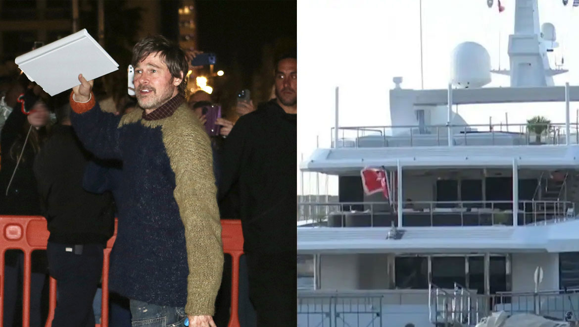 Στο Λαύριο σήμερα ο Brad Pitt - Τα πλάνα με τη σύντροφο του ηθοποιού, Ines de Ramon στη θαλαμηγό