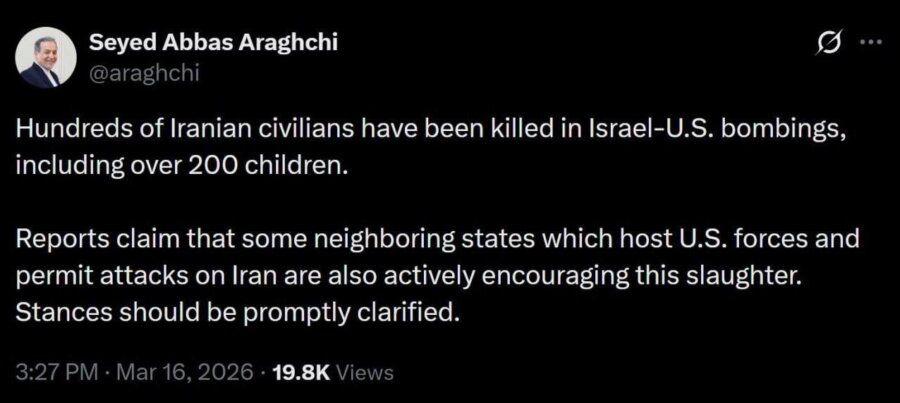 Μήνυμα Λαριτζανί στις μουσουλμανικές χώρες: «Με ποια πλευρά είστε;»