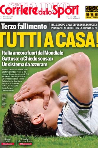 «Εθνικό σοκ» και «ντροπή»: Η αποτυχία της Εθνικής Ιταλίας όπως αποτυπώθηκε στα ΜΜΕ της χώρας (pics)