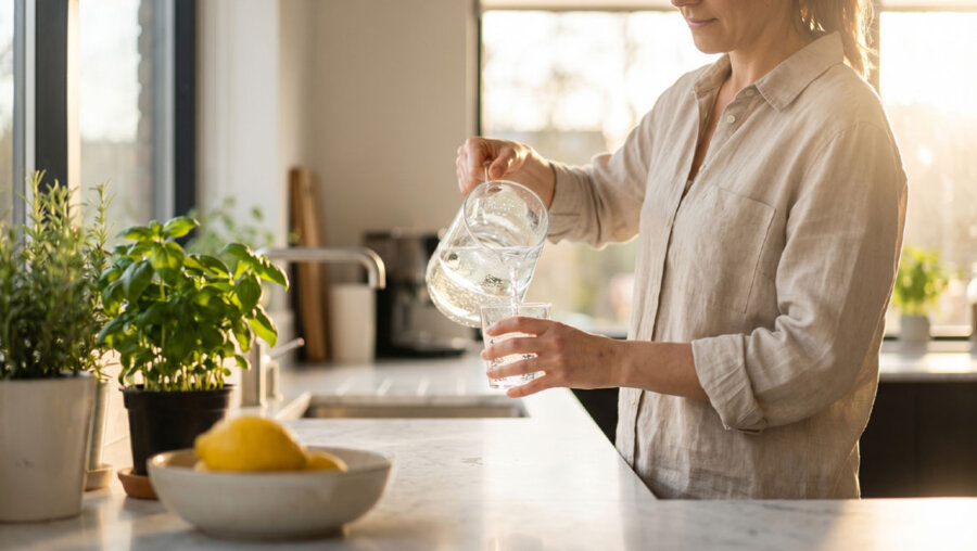 "Καθαρό νερό σε μοντέρνα κουζίνα — οδηγός φίλτρων νερού"