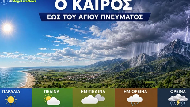 Καιρός: Άνοδος της θερμοκρασίας και βροχές στα ορεινά το τριήμερο του Αγίου Πνεύματος - 35άρια τη Δευτέρα