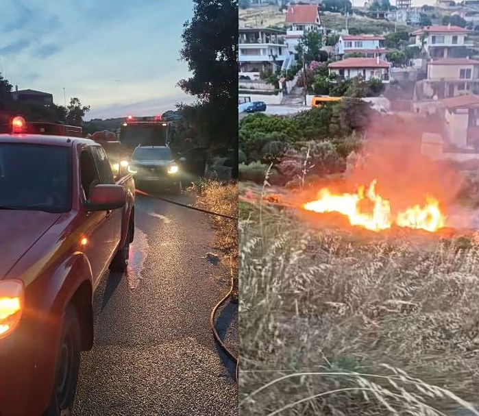 Φωτιά στη Λαυρεωτική - Άμεση επέμβαση της Πυροσβεστικής - Καταγγελίες ότι προκλήθηκε από ρίψη φωτοβολίδας