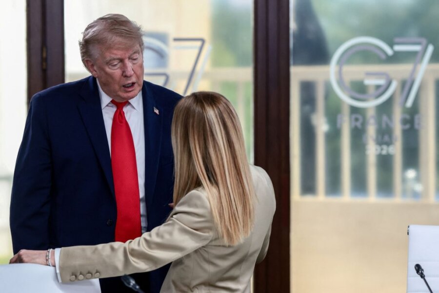 G7: «Χωρίς αστεία και χωρατά» το σύντομο τετ α τετ Τραμπ – Μελόνι