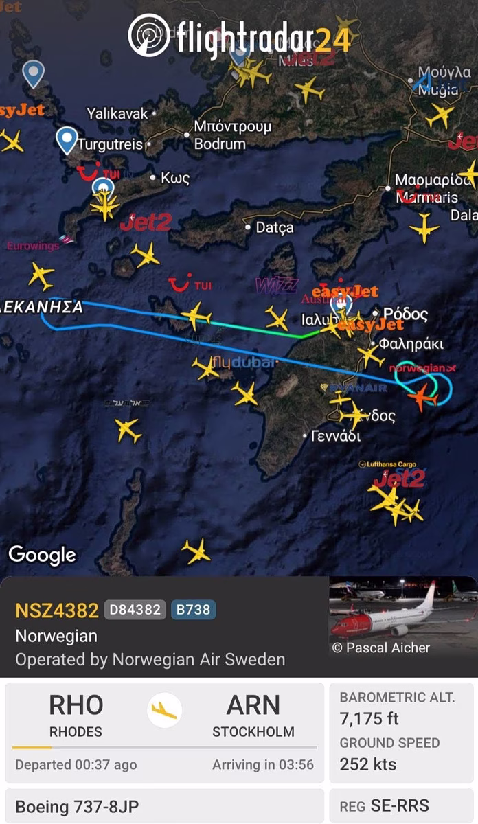 Συναγερμός στο αεροδρόμιο της Ρόδου - Πτήση για Στοκχόλμη επέστρεψε μετά την απογείωση λόγω βλάβης στον κινητήρα