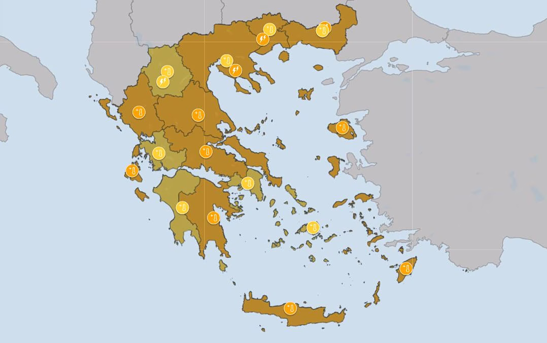 Έκτακτο δελτίο της ΕΜΥ για τον καύσωνα της Τετάρτης - Οι περιοχές που βρίσκονται σε πορτοκαλί προειδοποίηση