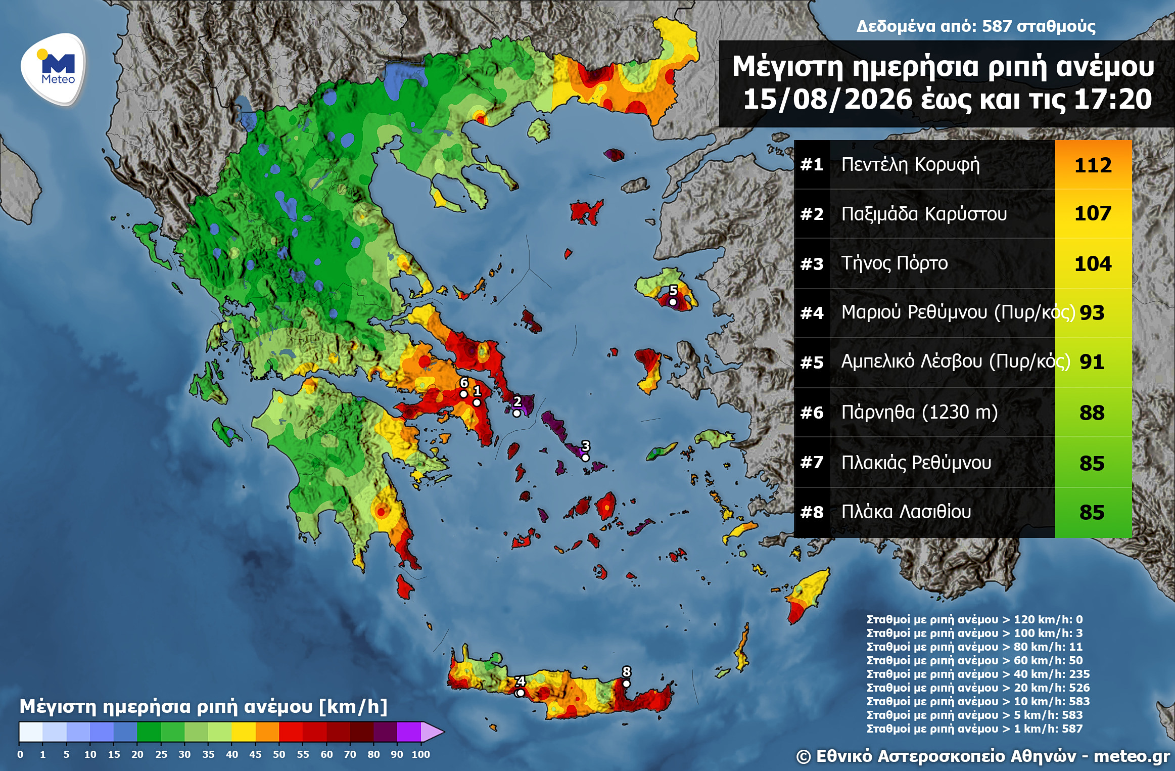 Μελτέμι: Ξεπέρασαν τα 100 χλμ/ώρα οι ριπές των ανέμων - Τι αναμένουμε τις επόμενες ώρες
