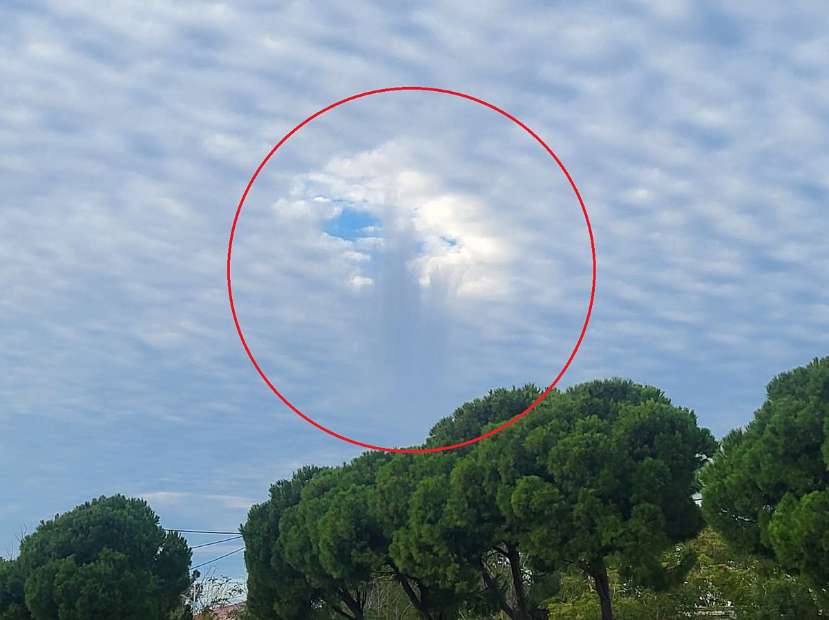 Σπάνιο μετεωρολογικό φαινόμενο στον ουρανό της Ρόδου - Fallstreak Hole και Vigra